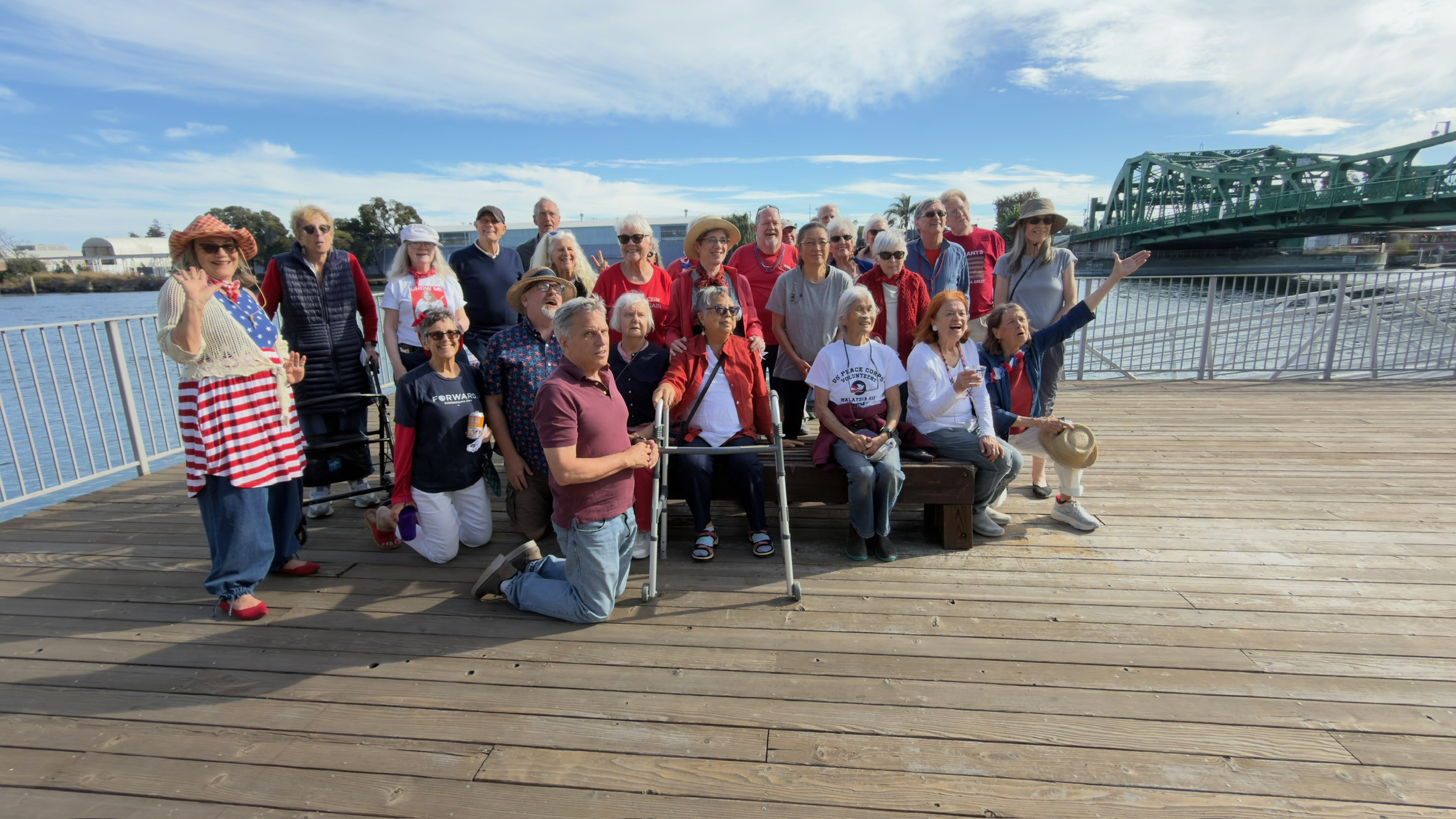 Phoenix Commons residents gathered together by the Oakland waterfront