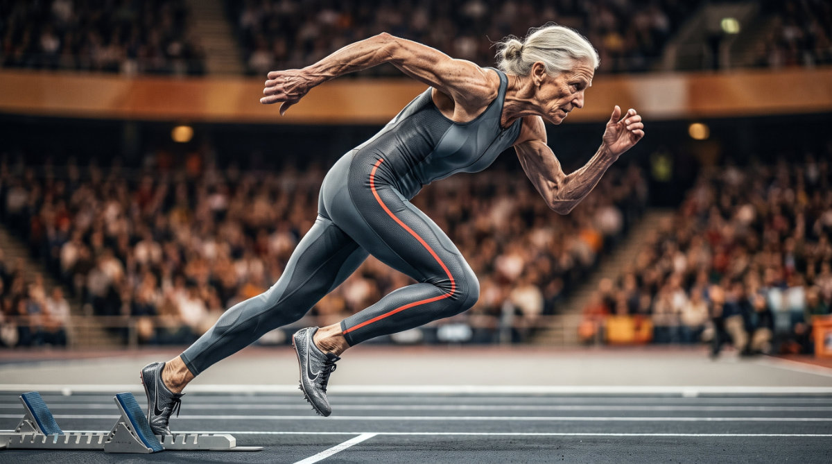 Older competitive athlete in a future sport scenario
